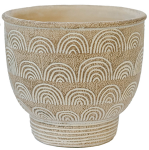 Cement Flower Pot with Rainbow Pattern