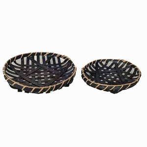 Black Wooden Trays, Set of 2