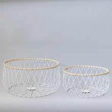 Load image into Gallery viewer, White Metal Basket, Set of 2
