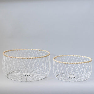 White Metal Basket, Set of 2