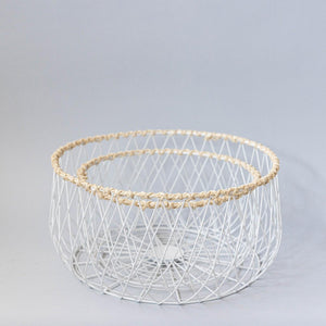 White Metal Basket, Set of 2