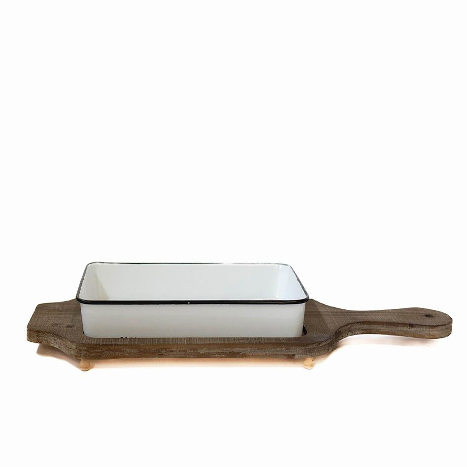 Large Rectangular Wooden Tray With Detachable Platter