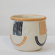 Load image into Gallery viewer, Cream, Black, Orange and White Cement Pot with Various Patterns
