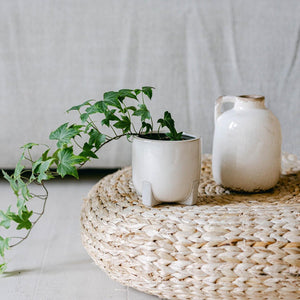 White/Cream Ceramic Vase with Handle