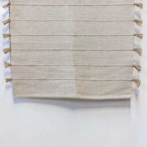 Antique White Rectangular Jute and Cotton Rug with Jute Tassels