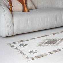 Load image into Gallery viewer, Beige and Brown Cotton Runner Rug with Diamond Design and Fringed Edges
