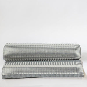 Outdoor Grey and White Striped Rug