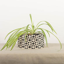 Load image into Gallery viewer, Cement Flower Pot, Checkers and Flowers, Black
