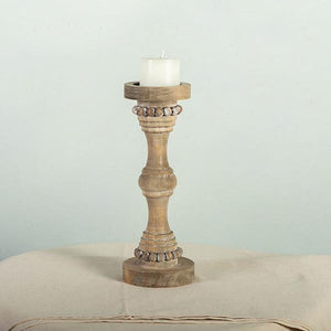 Wooden Pillar Candle Holder