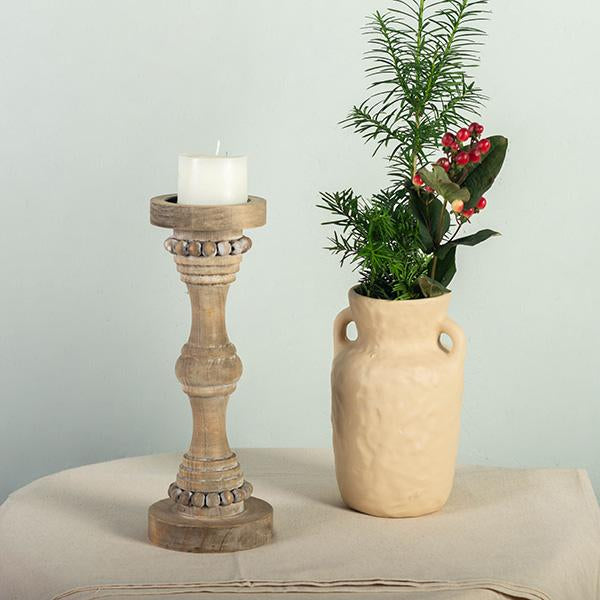 Wooden Pillar Candle Holder