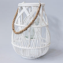 Load image into Gallery viewer, White Wooden Stick Lantern with Rope
