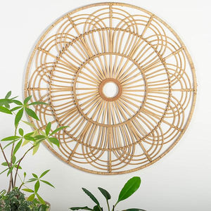 Large Wicker Wall Round Flower Decor