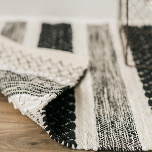 Black, White & Cream Woven Cotton Rug