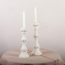 Load image into Gallery viewer, Shabby Chic White Wooden Candle Stick Holder, Medium
